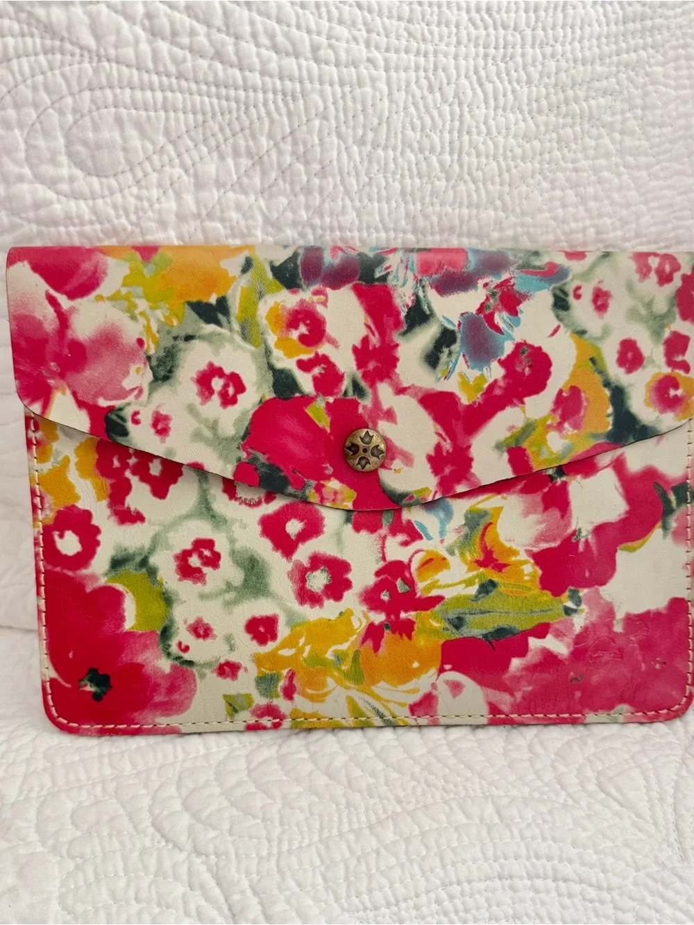 Patrica Nash - Floral Envelope Clutch in Pink, Yellow & Green